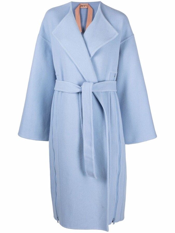 light blue wool coat