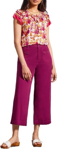 Women's Tribal Colored Brooke Wide Leg Crop Pants 2 Plum