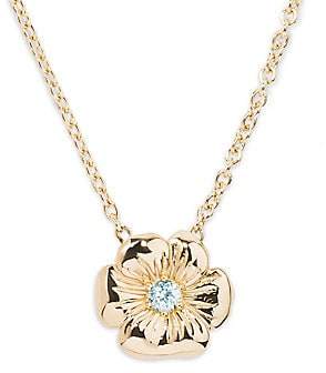 Aurélie Bidermann 18K Gold & Blue Topaz Floral Pansy Pendant Necklace