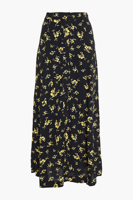 Ganni Floral-print Crepe Midi Skirt