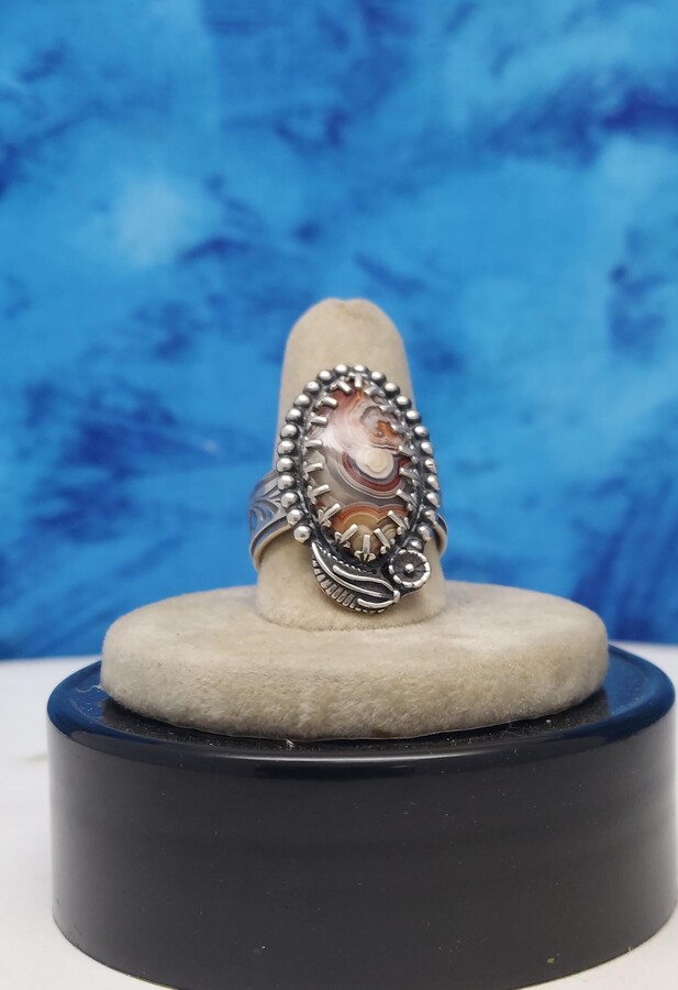 Etsy Sterling Silver Marquise Shape Crazy Lace Agate Stone