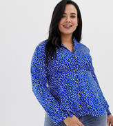 Thumbnail for your product : Influence Plus collar detail tea blouse in splodge print with button front-Blue