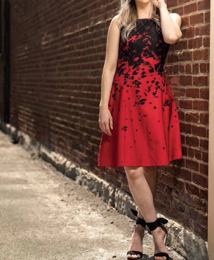 Samuel Dong Dot Print Dress In Red With Black