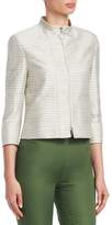 Thumbnail for your product : Akris Punto Striped Silk Elbow-Sleeve Jacket