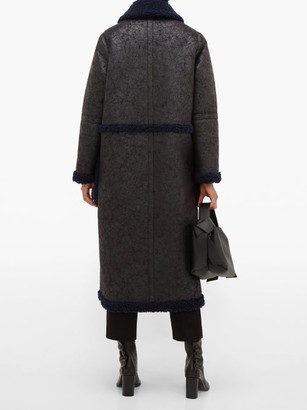 Stand Studio Adrianna Faux-suede And Shearling Coat - Black Navy