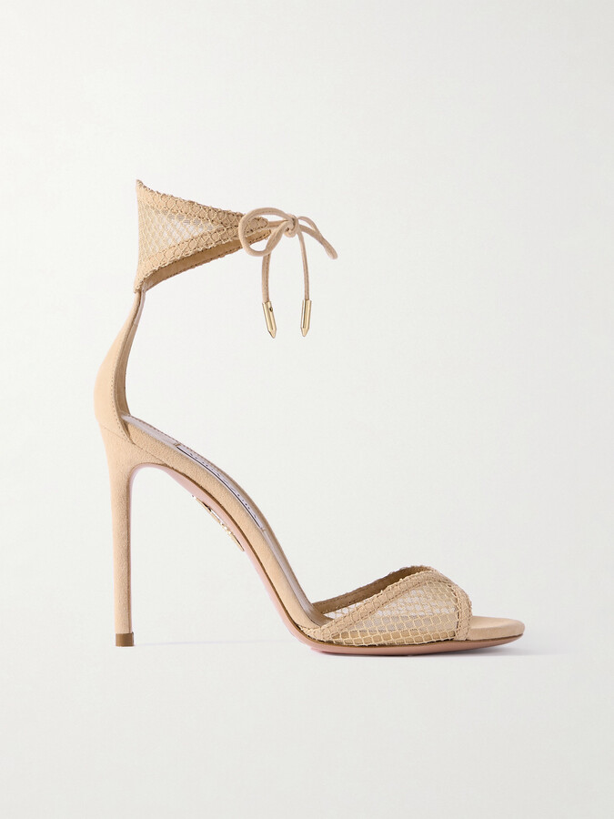 Aquazzura Wicked 105 Suede And Mesh Sandals - Pink