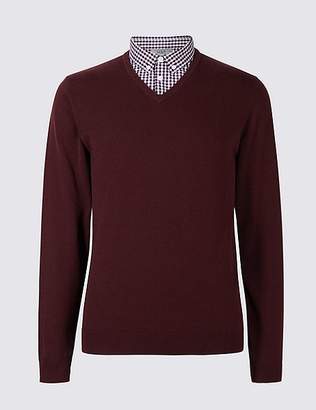 Marks and Spencer Pure Cotton Mock Shirt Jumper