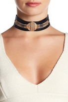 Thumbnail for your product : Steve Madden Two-Tone Bead & Chain Detail Textured Disc Leather Choker