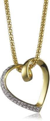 Jean Pierre Women's Choker Necklace with Heart Pendant Gold Plated with White Crystals 5471 50–57 CM