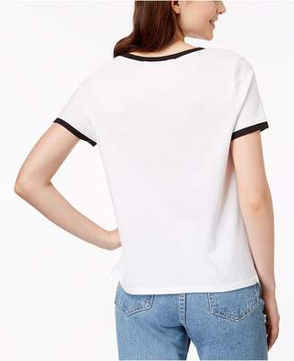 Rebellious One Juniors' Cotton Graphic Ringer T-Shirt