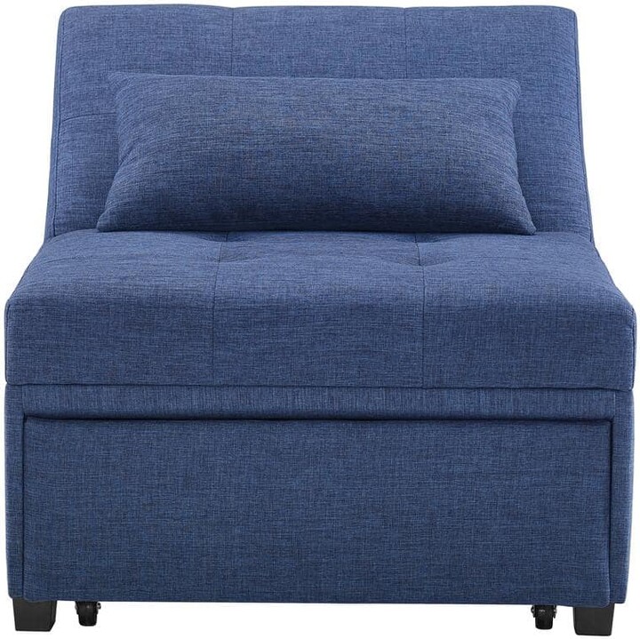 Powell Company Brooks 3-in-1 Convertible 75.5 in. Blue Solid Polyester Twin Size Sofa Bed