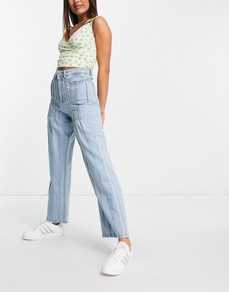 Don't Think Twice DTT high rise straight dad jeans with front seams -  ShopStyle