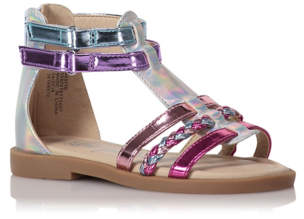 George Pink Metallic Iridescent Strappy Sandals