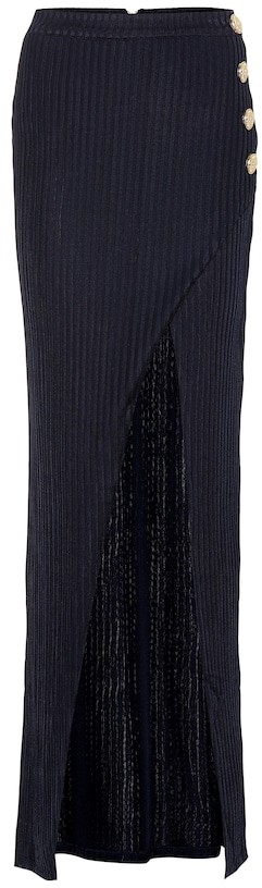 ribbed knit maxi skirt