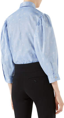Gucci Bee-Jacquard Oxford Cotton Shirt