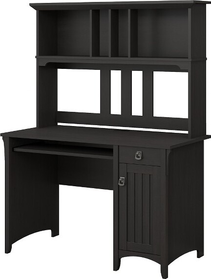 Bush Furniture SalinasMissionStyleDeskwithHutchVintageBlack-BushFurniture:OfficeWorkstation,EnclosedCabinet,OpenShelf