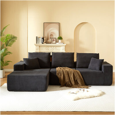 Latitude Run Modular Sectional Sofa with Chaise, Modern L Shaped Cloud Couch with Deep Seat, Sectional Couches for Living Room, Bedroom, Office, No Assembly Requir