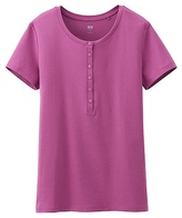 Thumbnail for your product : Uniqlo WOMEN Supima Cotton Henley Neck Short Sleeve T-Shirt