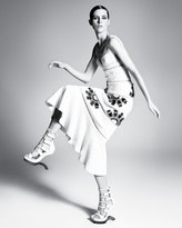 Thumbnail for your product : Alexander McQueen Leather-Contrast Beaded Column Gown, Bone
