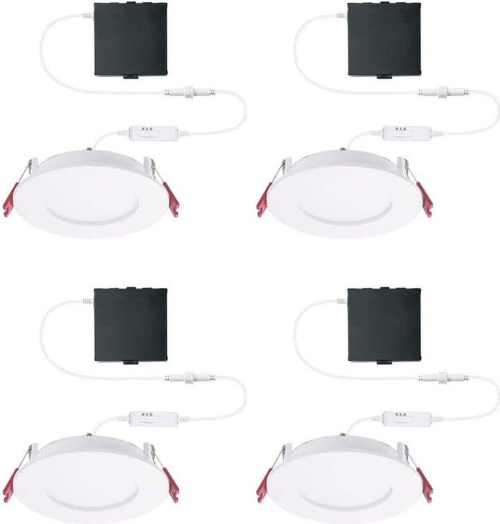 Commercial Electric Pro Value Series LED 4 in Round Adj Color Temp Canless Recessed Light for Kitchen Bath Living rooms, Wht 4-Pk