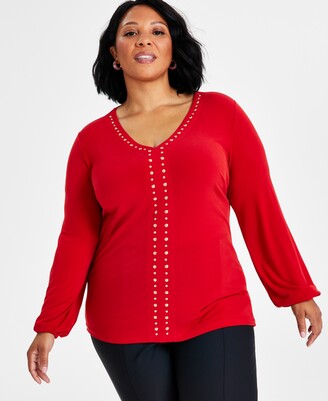 Women's Red Plus Size Tops
