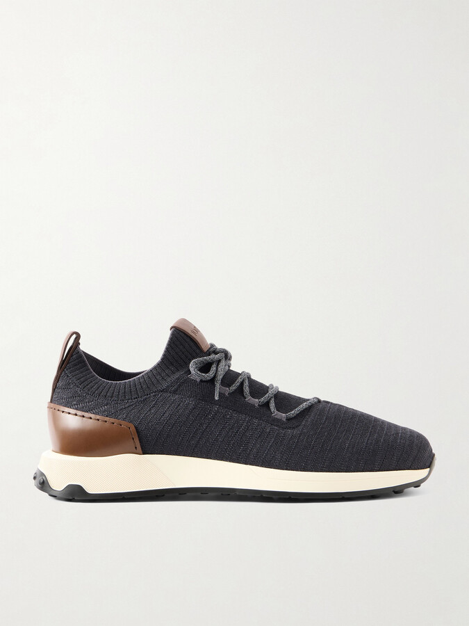Tod's Leather-Trimmed Stretch-Knit Sneakers