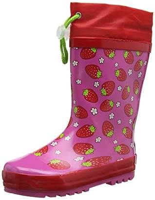 Playshoes Girl's Rain Boot Wellies Strawberries Wellington Rubber, Pink (Pink 18), 26/27 EU
