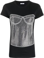 Thumbnail for your product : P.A.R.O.S.H. embellished bustier-print T-shirt