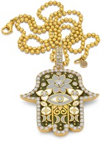 Thumbnail for your product : BUDDHA MAMA 20kt yellow gold diamond large Hamsa pendant