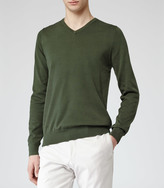 Thumbnail for your product : Reiss Jude V-NECK COTTON JUMPER GREEN
