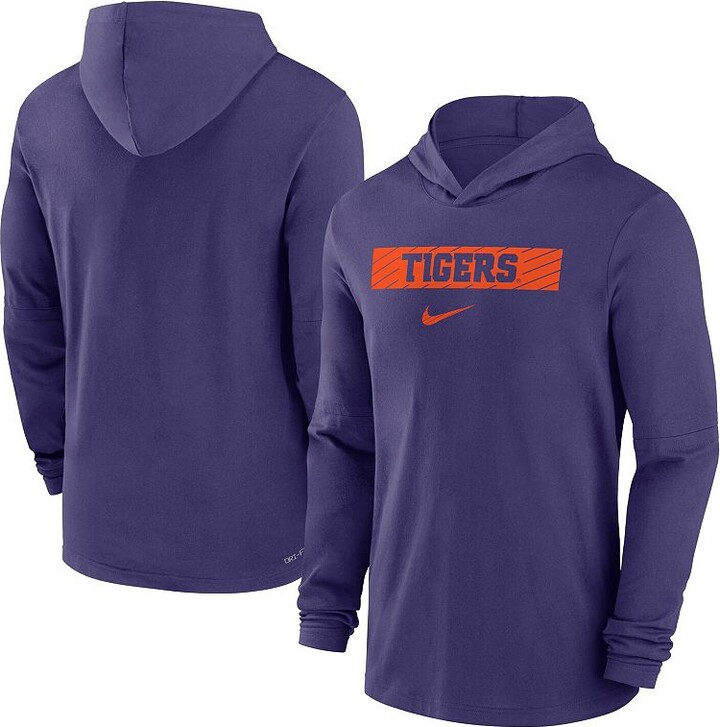 Men's Nike Purple Clemson Tigers 2024 Sideline Hoodie Performance Long Sleeve T-Shirt