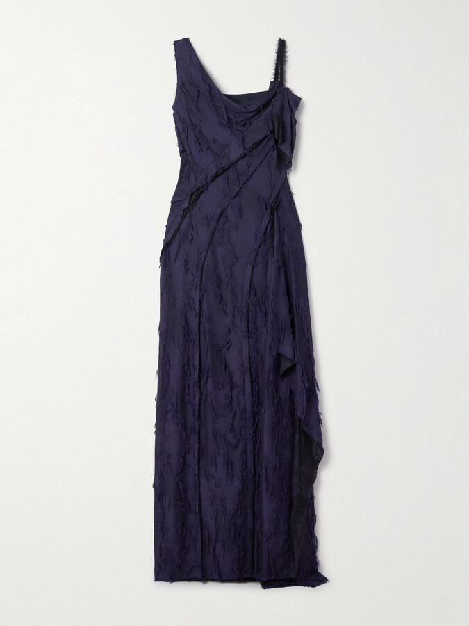 Jason Wu Collection Asymmetric Fil Coupé Woven Maxi Dress - Blue