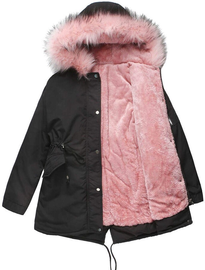Fur Hood Puffer Jacket With Belt, Big Fur Hood Coat With Belt