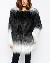 Thumbnail for your product : Story Of Lola Faux Fur Coat In Shaggy Long Hair With Dip Dye