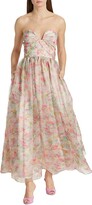 Thumbnail for your product : ML Monique Lhuillier Floral Crinkled Organza Maxi Dress