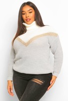 Thumbnail for your product : boohoo Plus Contrast Roll Neck Sweater Dress