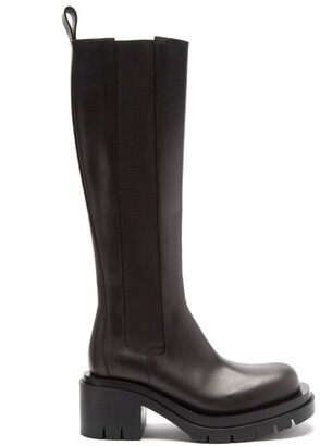 Bottega Veneta Lug-sole Chunky Knee-high Leather Boots - Black