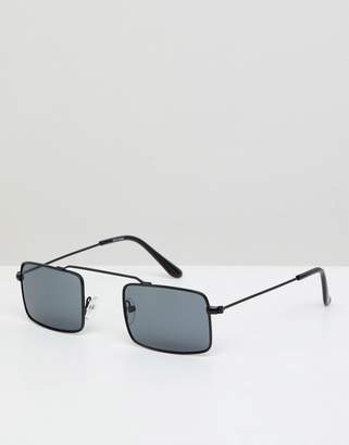 ASOS Design Square Sunglasses In Matte Black Metal