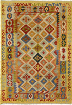 Isabelline Sinclair Geometric Handmade Hand-Knotted Rectangle 5' x 6'5\