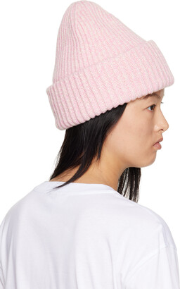 Ganni Pink Ribbed Beanie - ShopStyle Hats