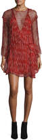 Iro Canyon Long-Sleeve Ruffled Dress, Red/White