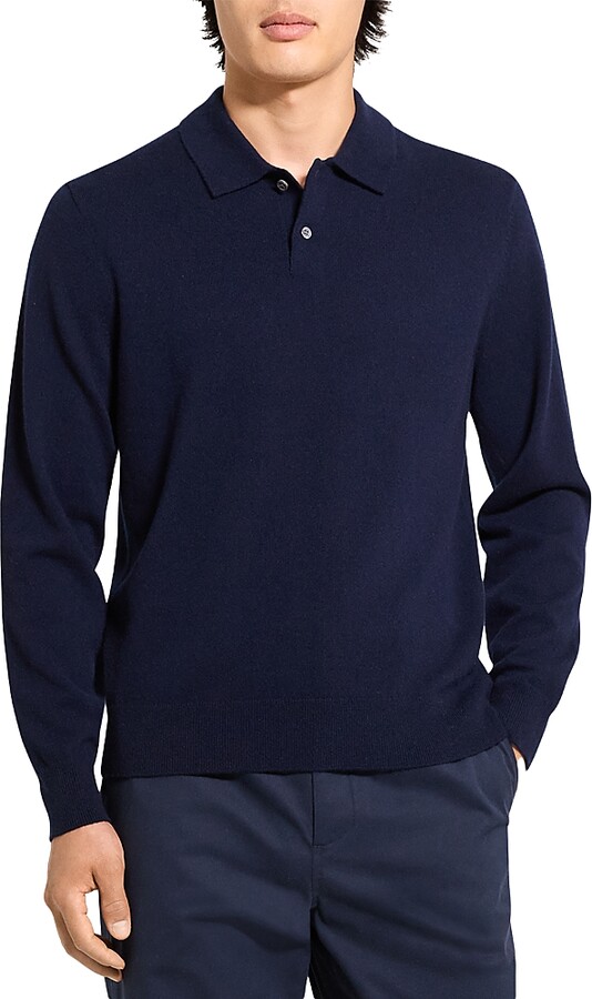 Theory Goris Cashmere Long Sleeve Polo Sweater