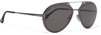 Tom Ford Aviator-style Gunmetal-tone Mirrored Sunglasses - Silver