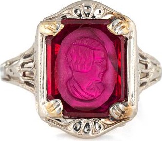 Antique Deco Intaglio Ring Bust Vintage - Sophie Jane Jewels - Pink - ShopStyle