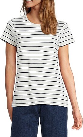 L.L. Bean Crew Neck Short Sleeve Stripe Tee Shirt