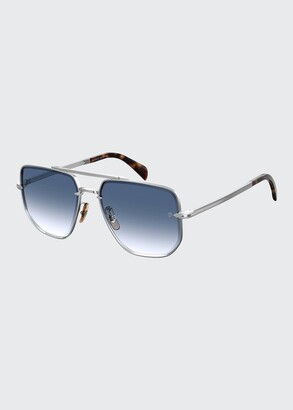 David Beckham Men's Square Gradient Metal Double-Bridge Sunglasses