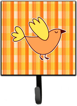Harriet Bee Snotra Bird on ange Plaid Wall Key Organizer with Key Hooks
