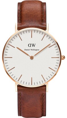 Daniel Wellington Classic St Mawes 36mm Rose Gold Leather Watch