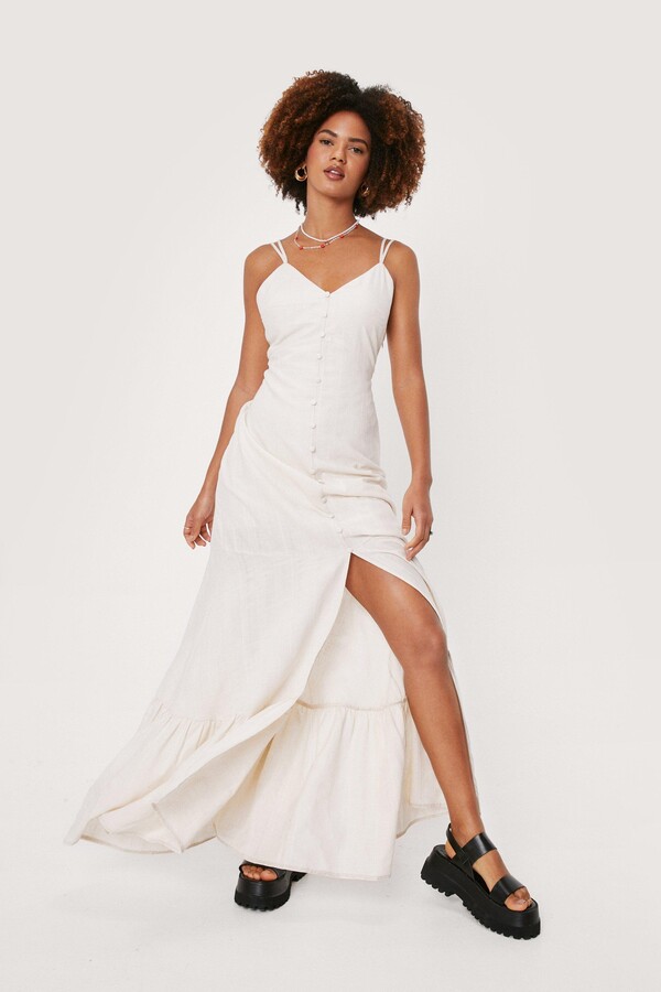 long white button down dress