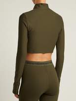 Thumbnail for your product : Paco Rabanne Logo Ribbon Zipped Cropped Top - Womens - Khaki